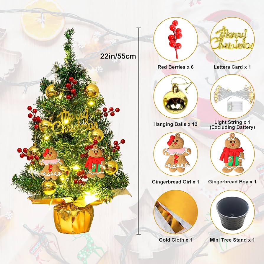 Amazon.com: Small Mini Christmas Tree 22 Inch with Light